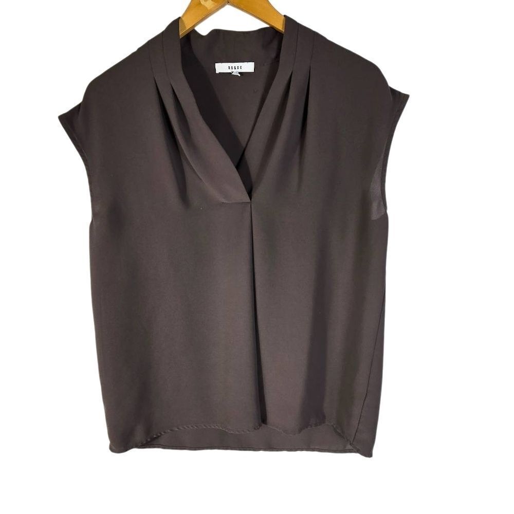 Ro & De Dark Brown Cap Sleeve Blouse